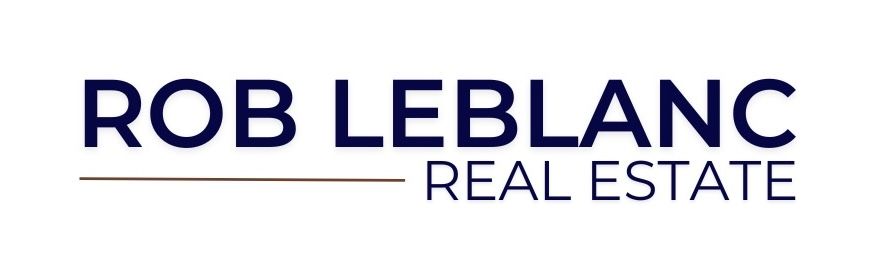 Rob Leblanc Real Estate logo in navy and gray on a white background