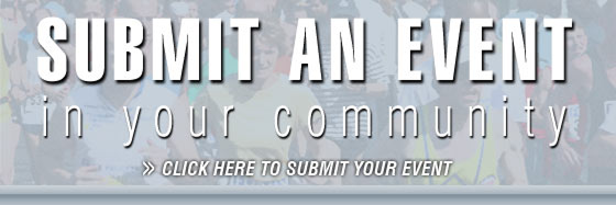 “Submit an event in your community” banner with a click-to-submit call to action