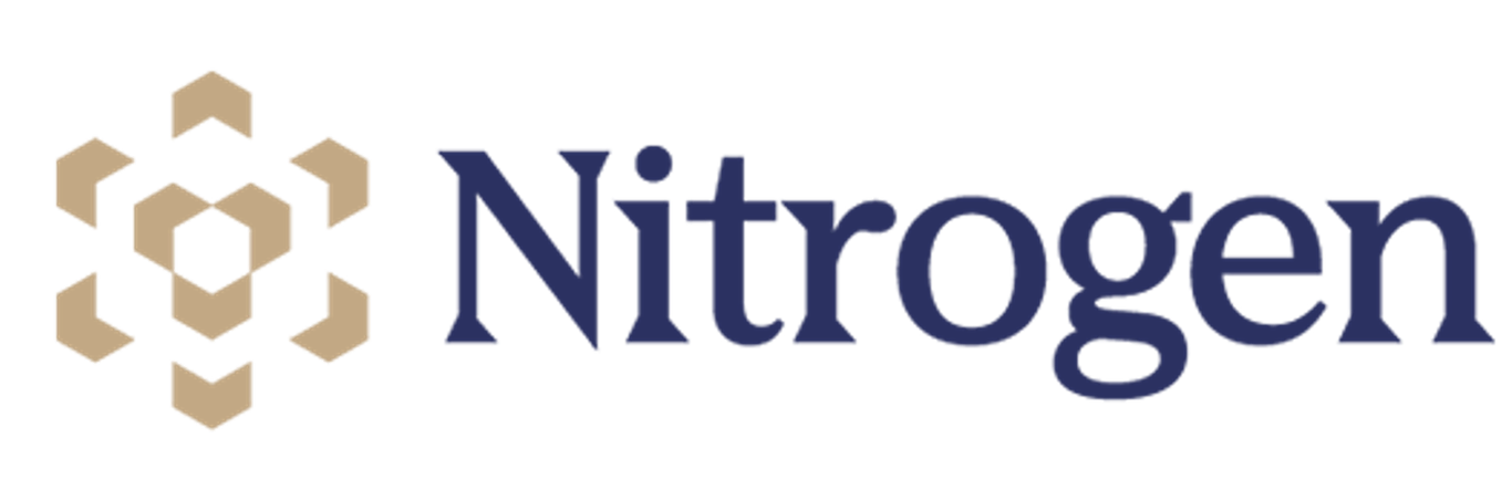 Nitrogen logo with tan geometric icon and dark blue text