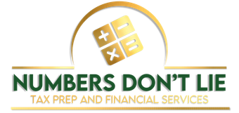 A logo for numbers do n't lie tax prep and financial services.