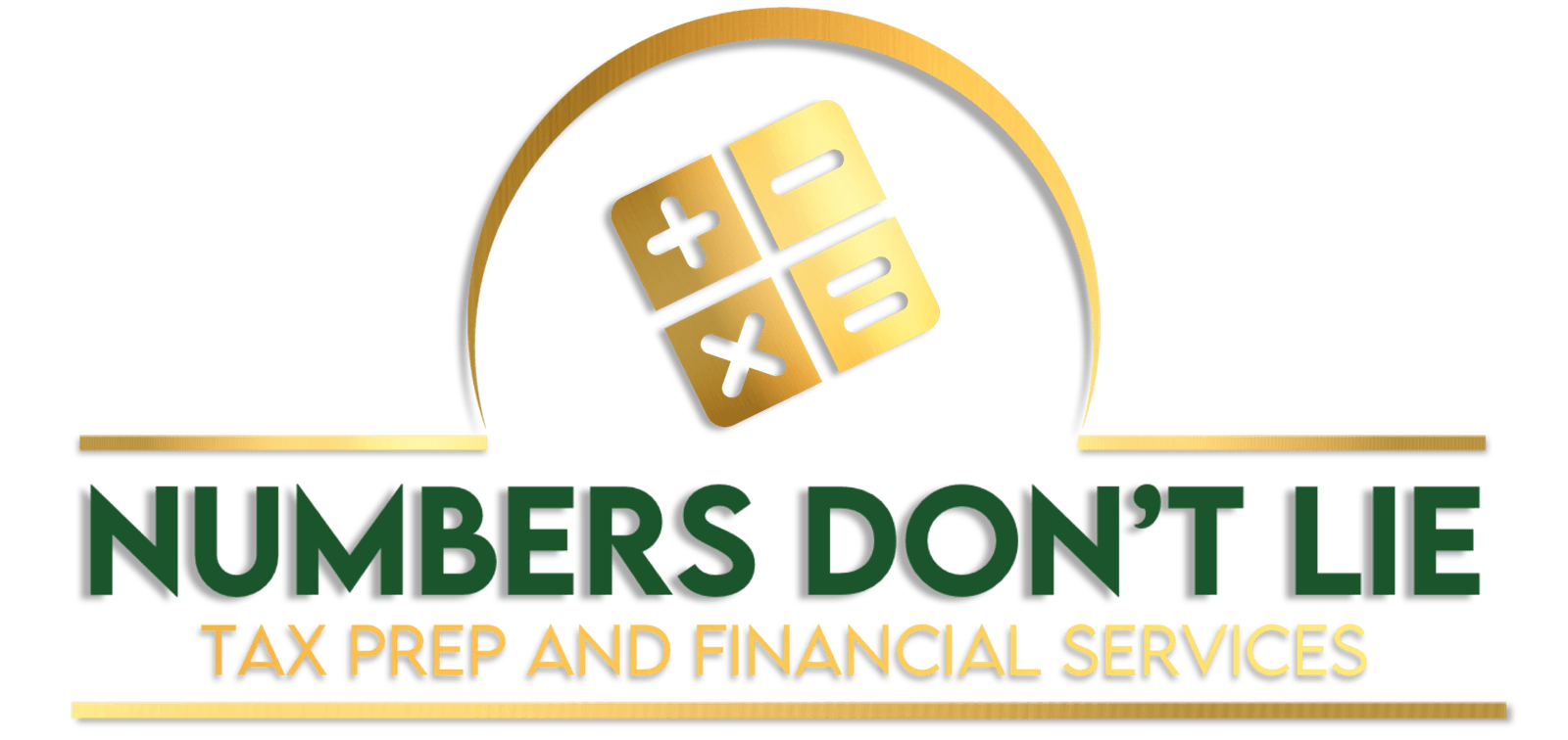 A logo for numbers do n't lie tax prep and financial services.