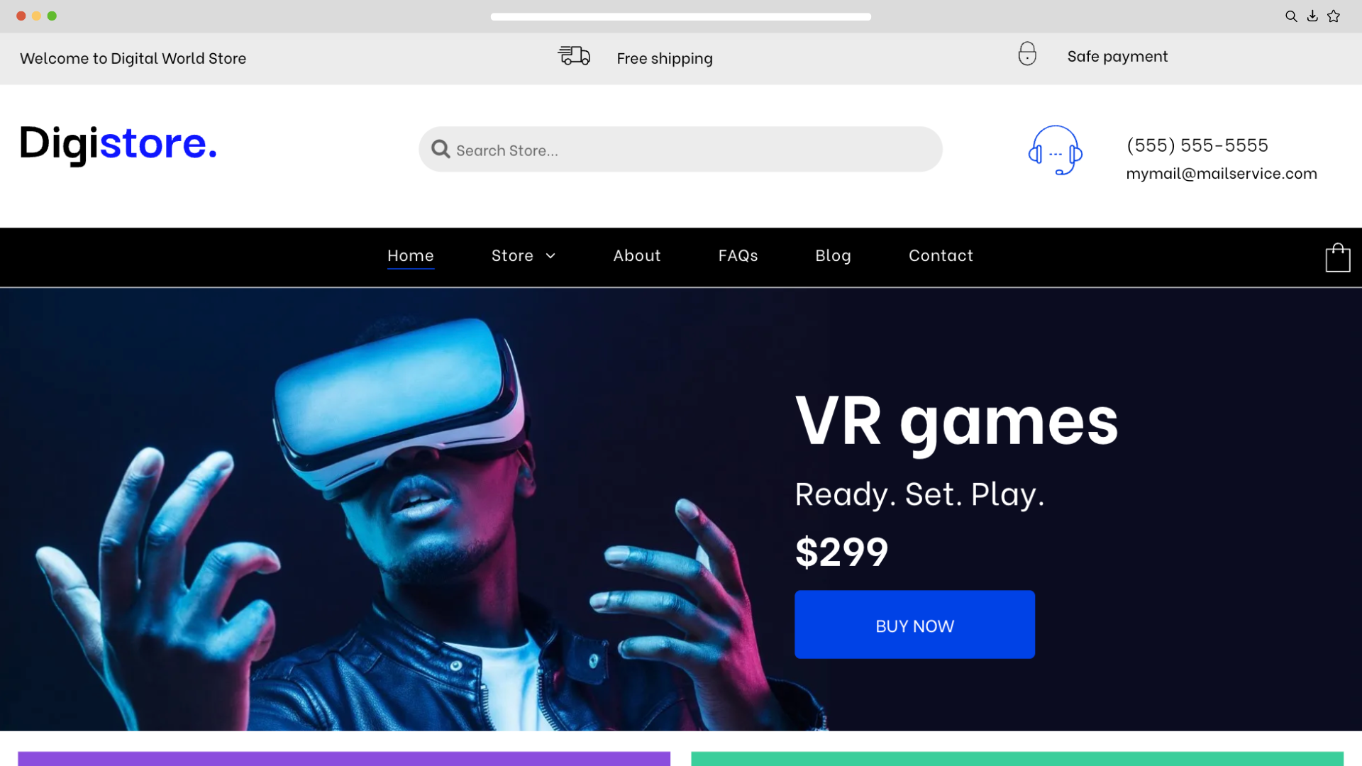 Website template for ecommerce