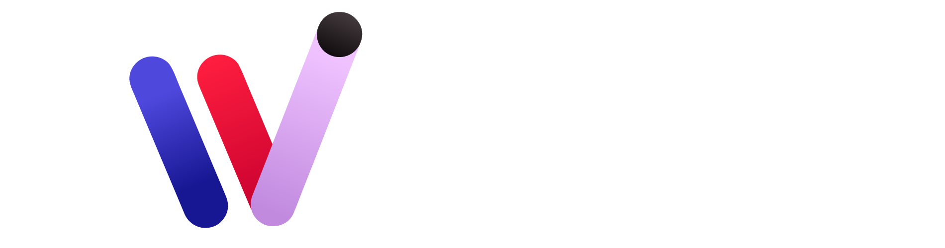 A blue , red , and purple letter w with a black circle in the middle on a white background.