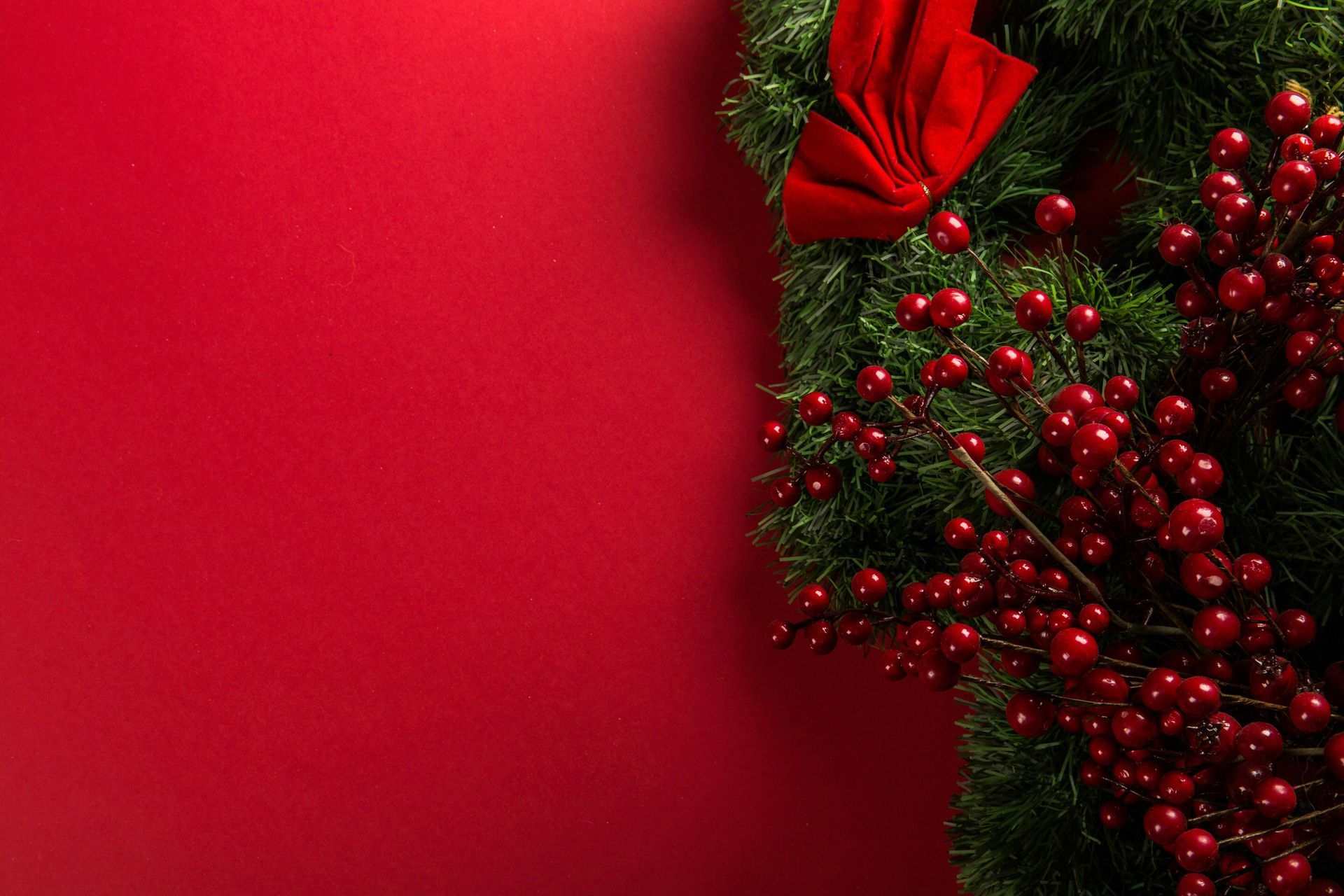 Christmas decorations on a red backgrund