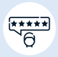 A line drawing of a speech bubble with five stars in it.