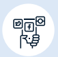 A hand holding a bunch of social media icons in a circle.
