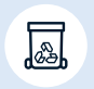 A line drawing of a trash can with a recycling symbol on it.