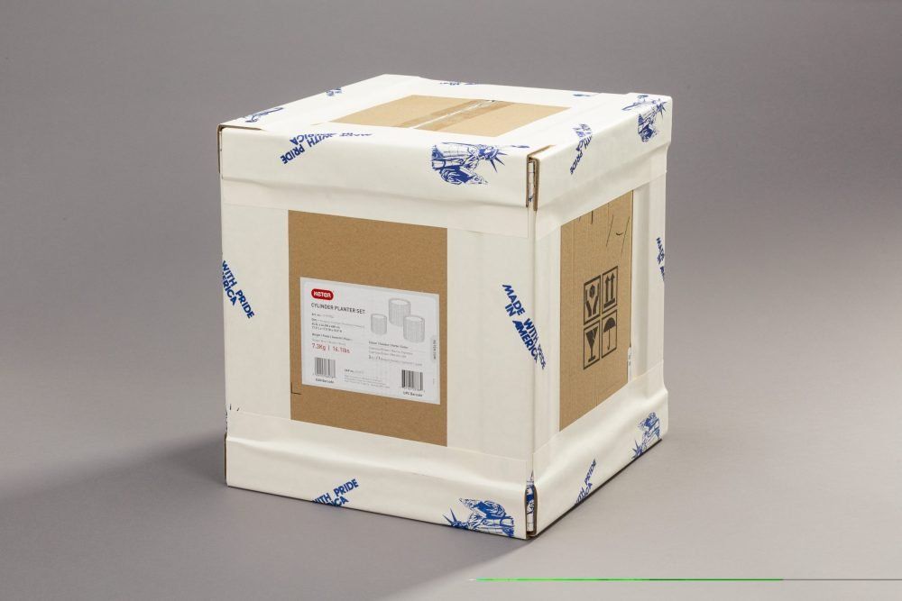 A cardboard box with a label that says ' a ' on it