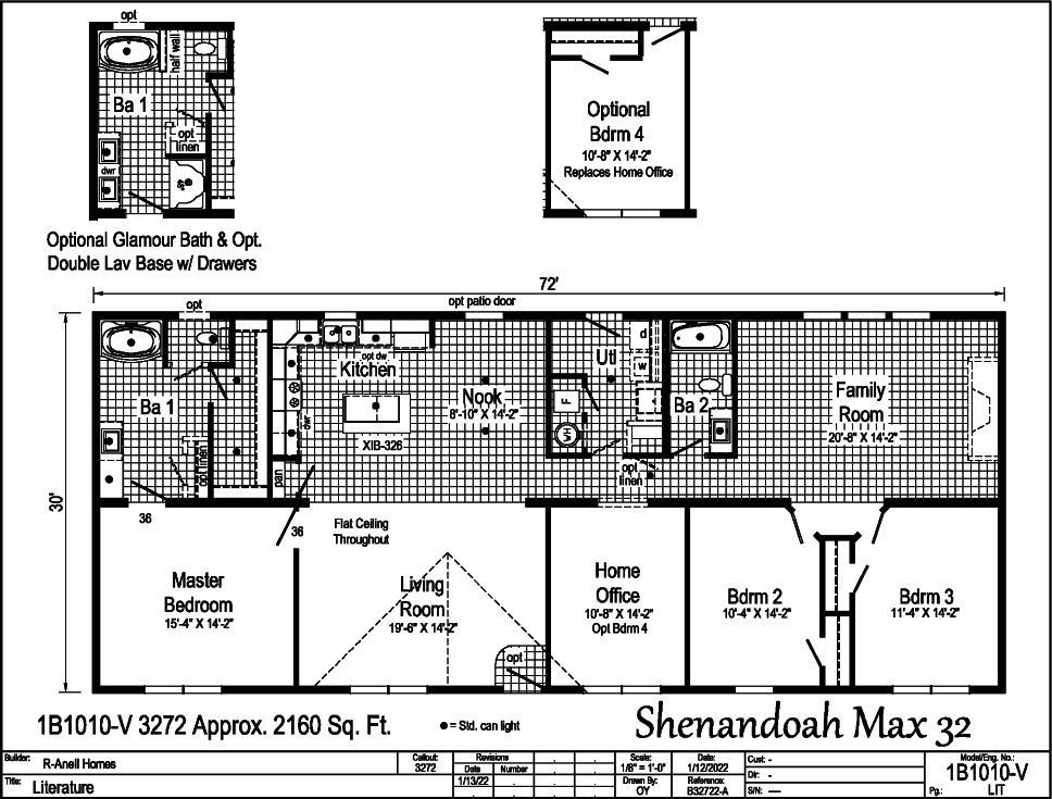 A black and white floor plan of a mobile home