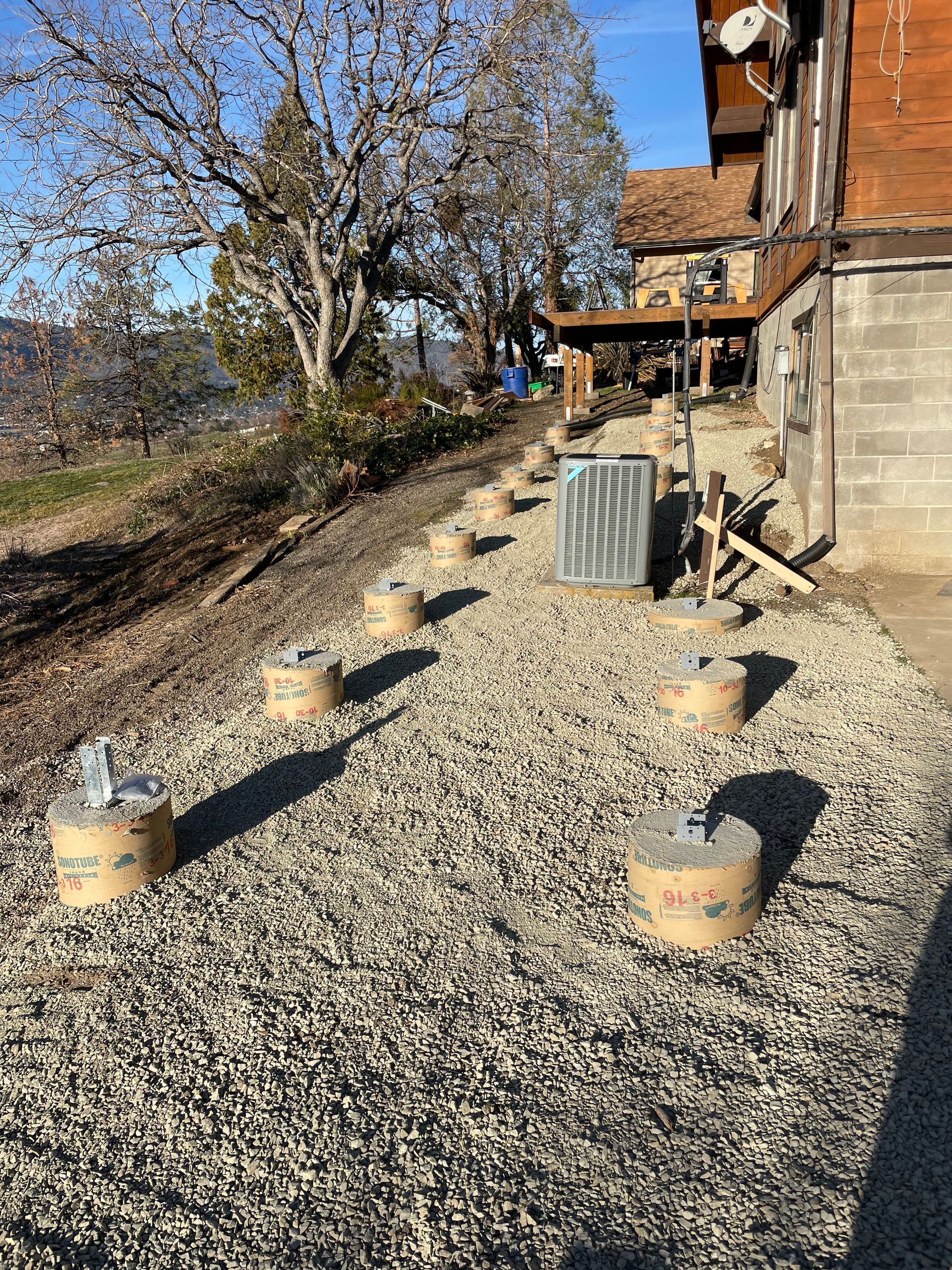 A gravel pad for a deck in Ashland, Oregon.