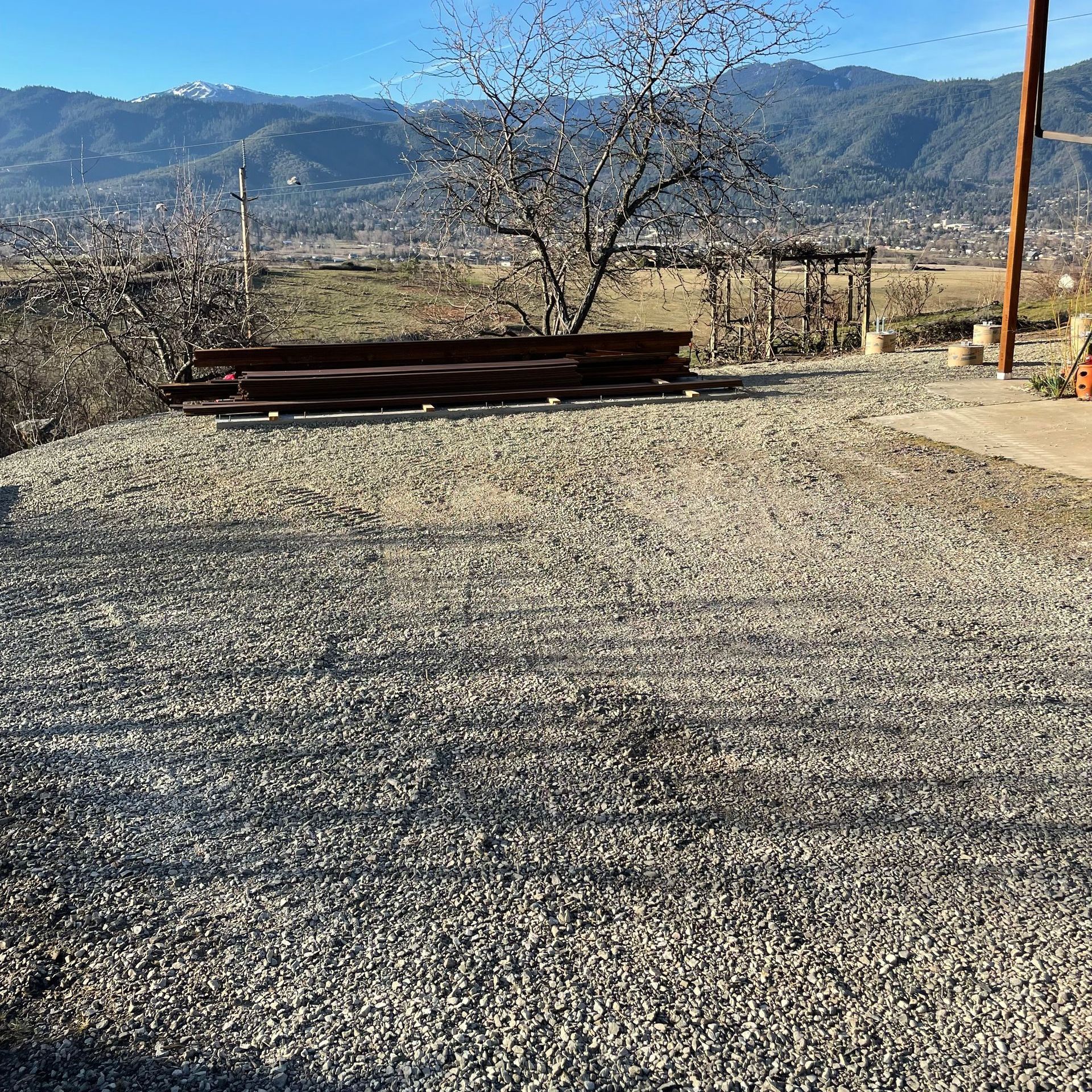 A new gravel driveway in Ashland, Oregon