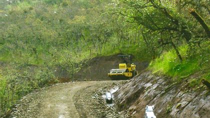 A long driveway is being constructed in Ashland, Oregon