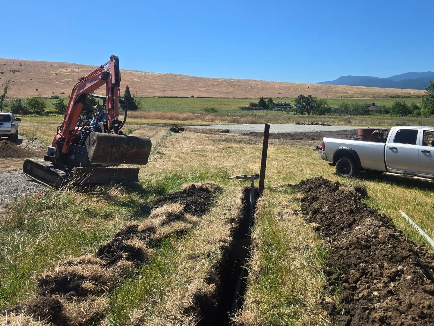 Water line being trenched in Ashland, Oregon