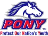 Blue-and-silver 75 logo with PONY softball emblem and red dates 1951 and 2026