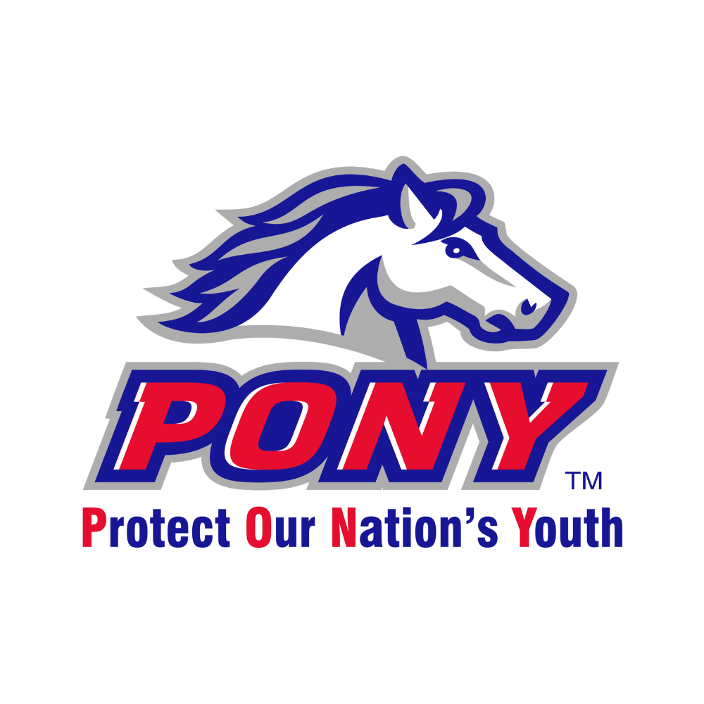 Blue-and-silver 75 logo with PONY softball emblem and red dates 1951 and 2026