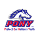 Blue-and-silver 75 logo with PONY softball emblem and red dates 1951 and 2026