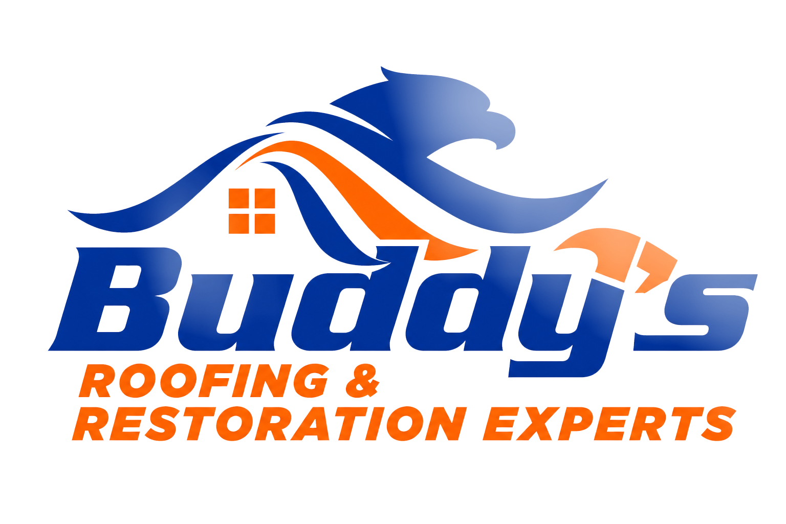 Orange circle with a house outline inside, next to the text 