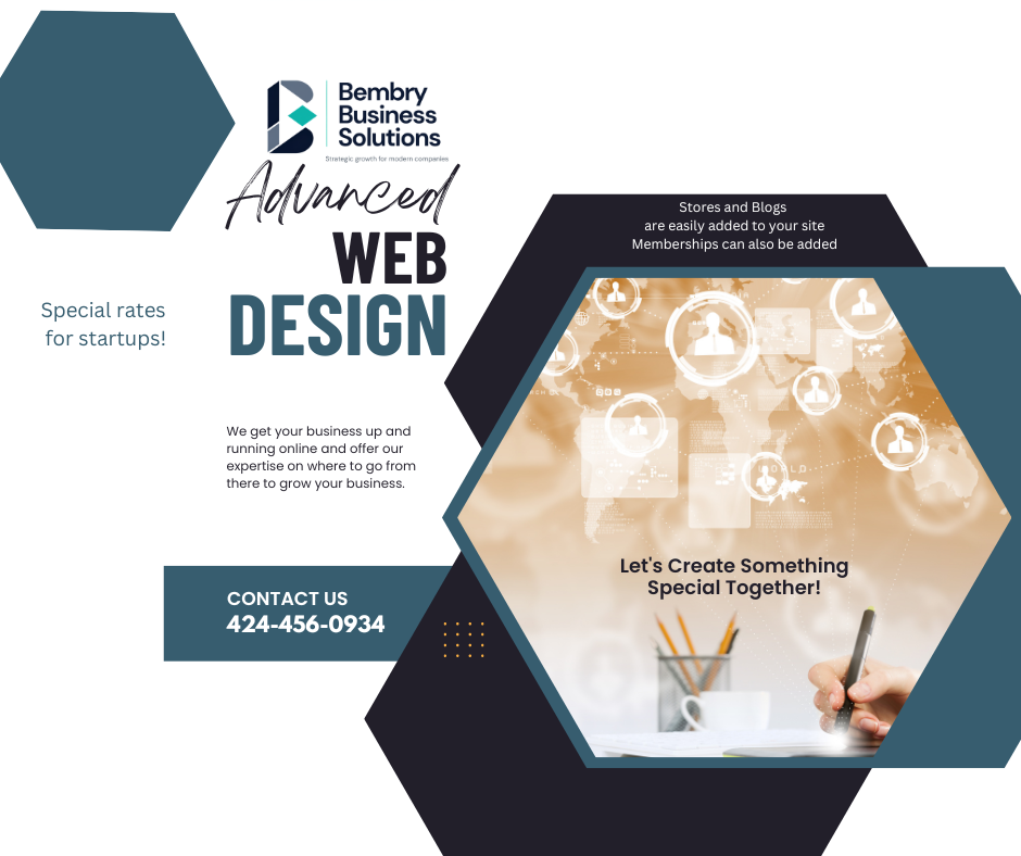 Advertisement for advanced web design.