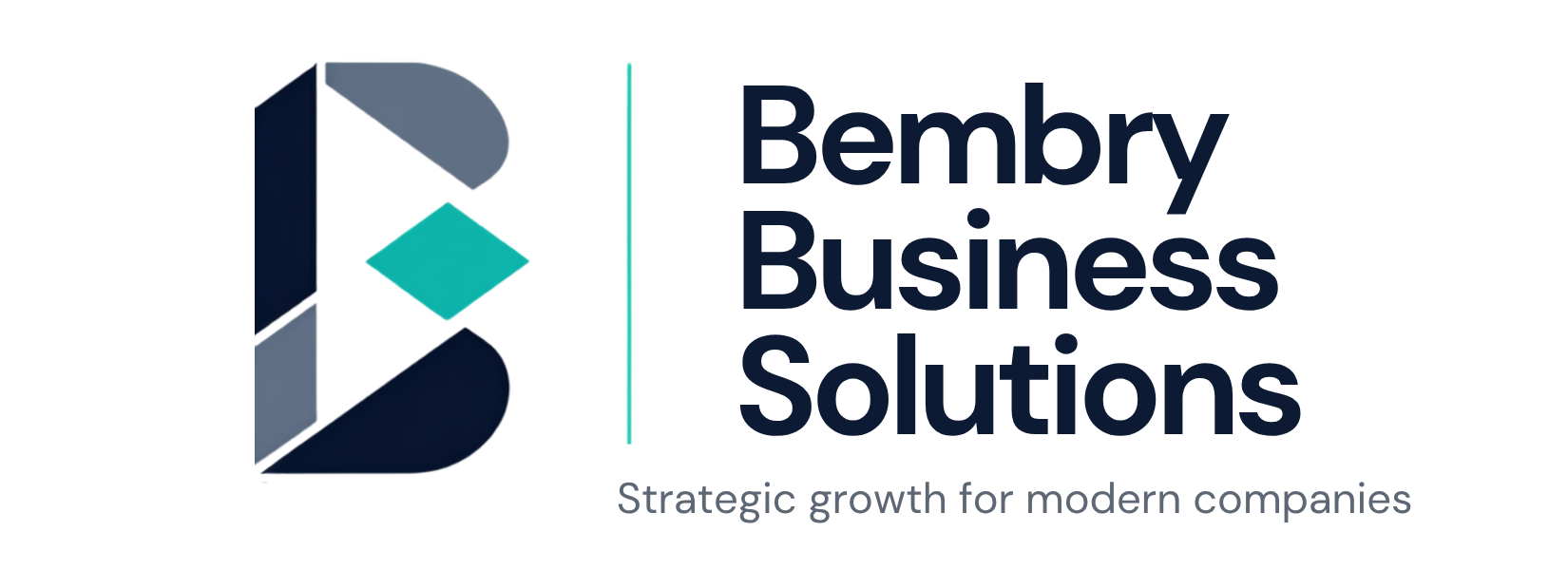 Bembry Business Solutions logo in navy, gray, and teal with “Strategic growth for modern companies” tagline