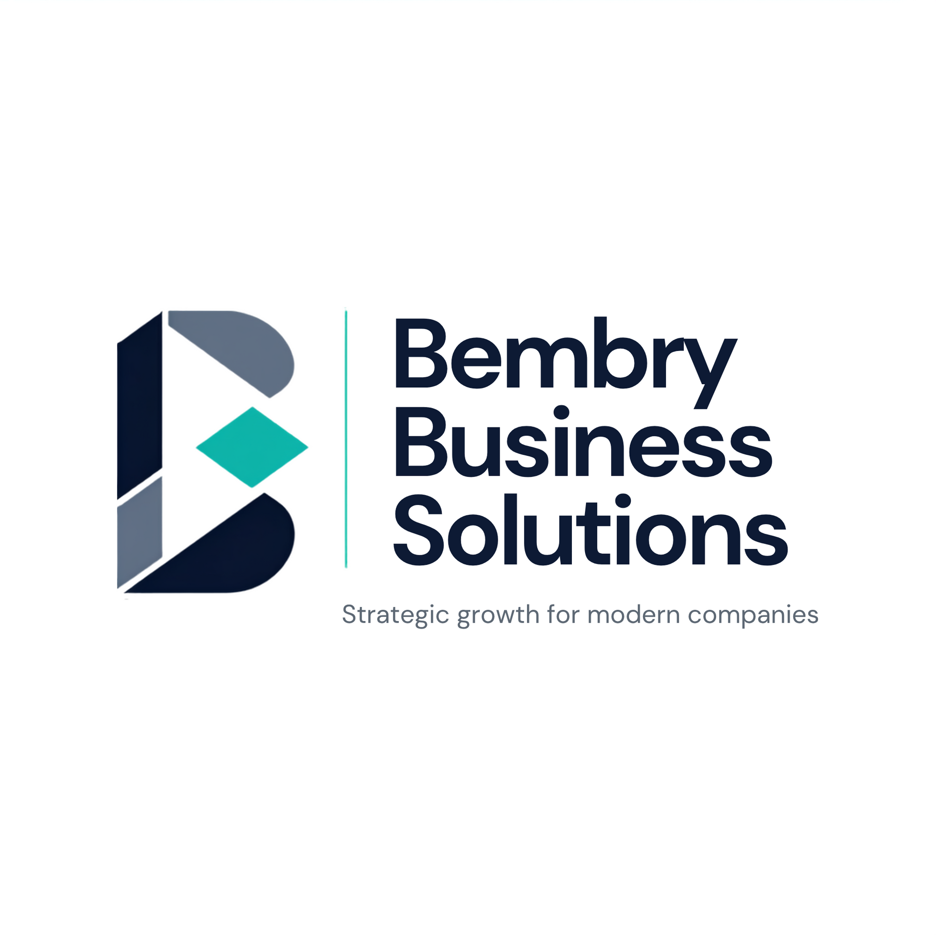 Bembry Business Solutions logo in navy, gray, and teal with “Strategic growth for modern companies” tagline