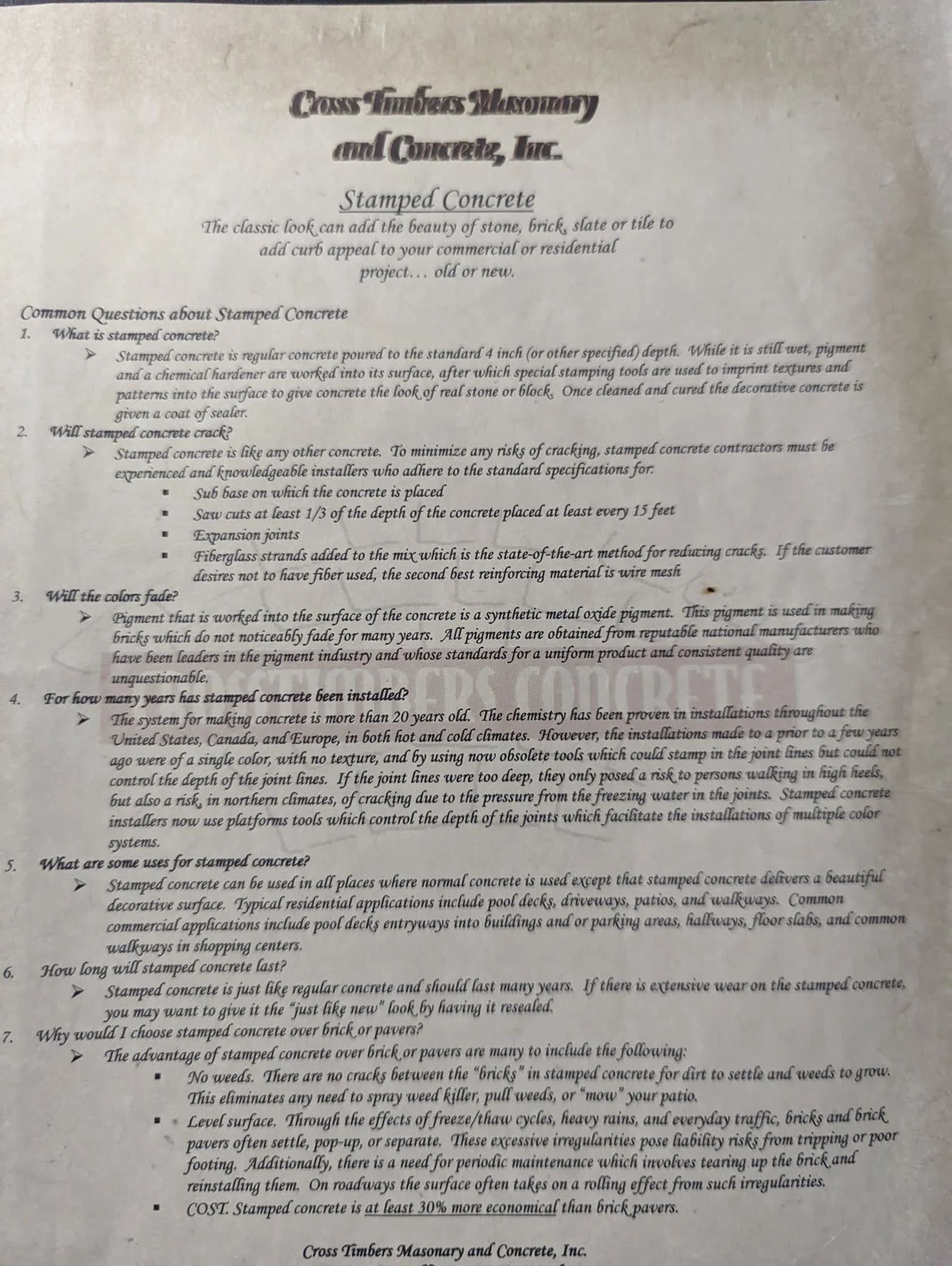 Blurry photo of a typed document with a bold title and several numbered bullet points.