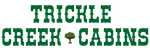 Green &ldquo;Trickle Creek Cabins&rdquo; logo with a small tree between the words