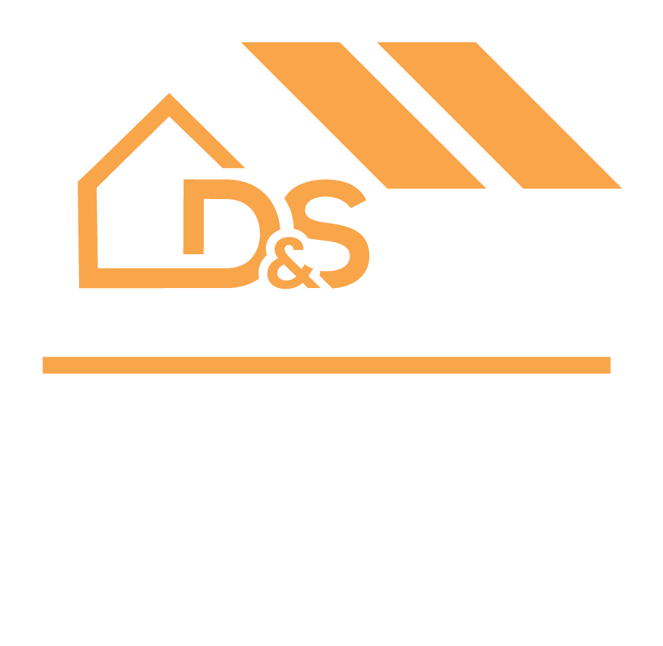Orange logo with house and roof elements, "D&S" initials, and a horizontal line.