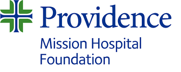 Logo for Providence Mission Hospital Foundation featuring a green and blue cross icon next to the organization's name.