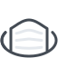 A simple line-art icon of a disposable face mask.