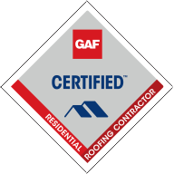A logo for a certified residential roofing contractor