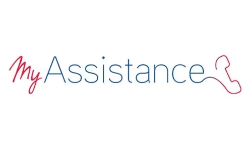 Logo "My Assistance" con la scritta rossa "My", la scritta blu "Assistance" e il contorno rosso del telefono.