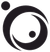 Logo astratto nero con tre cerchi, due dei quali all'interno di una forma curva.