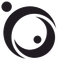 Logo astratto nero con tre cerchi, due dei quali all'interno di una forma curva.