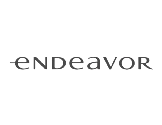 Logotipo gris “ENDEAVOR” sobre fondo blanco