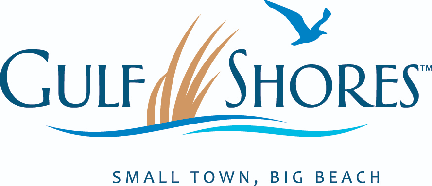 The logo for gulf shores small town big beach