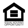 A black and white logo for equal housing opportunity
