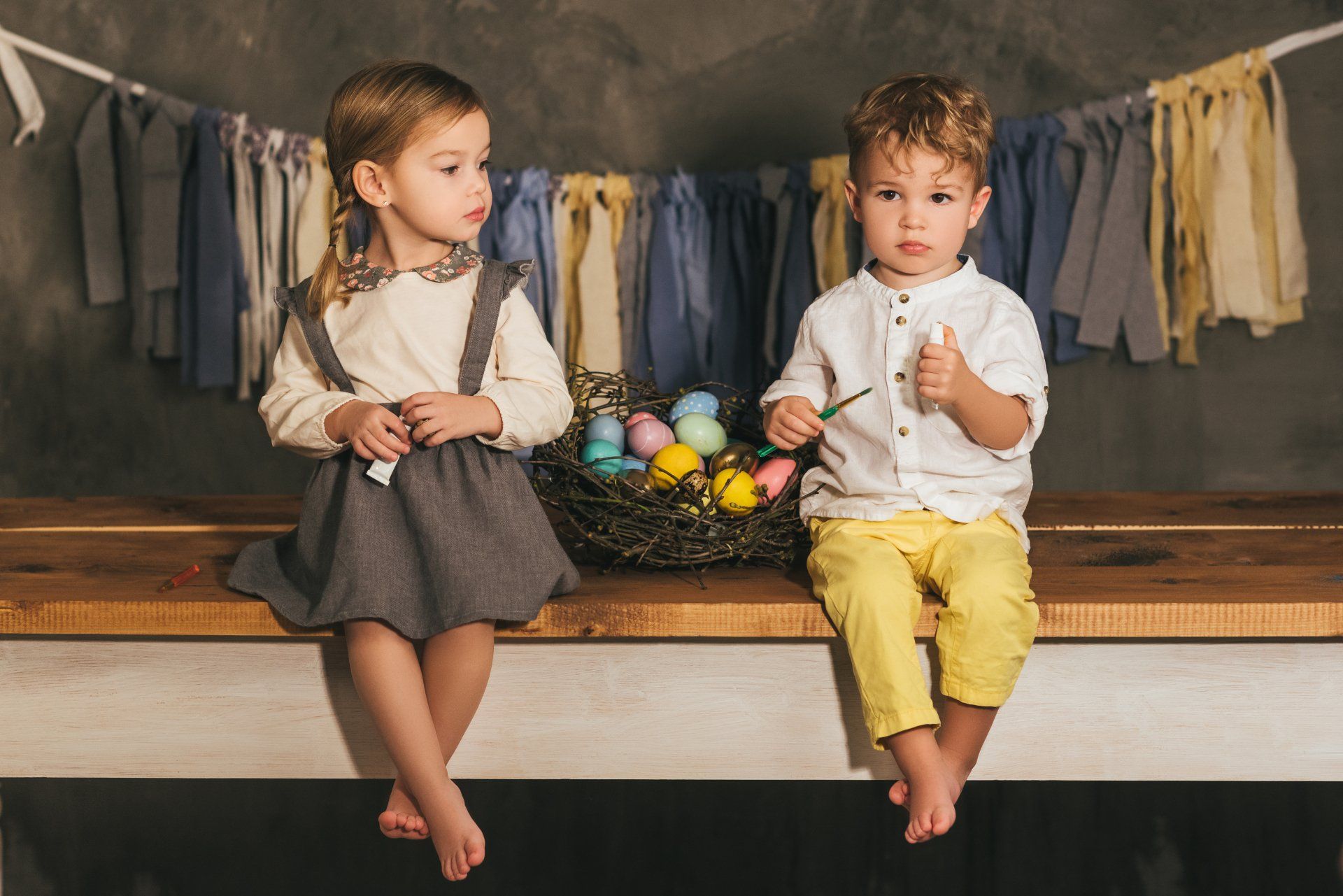 Kids with easter eggs