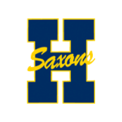 Blue and gold H with “Saxons” script across the center