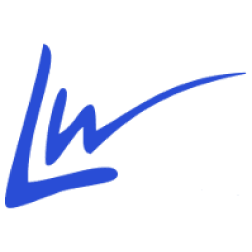 Blue stylized checkmark or upward arrow logo on a white background
