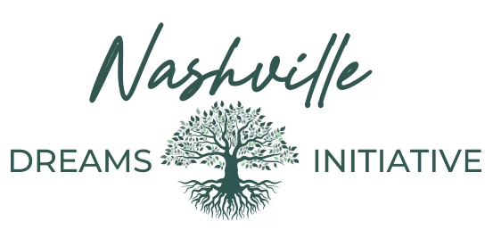 Nashville Dreams Initiative logo with green script text and a tree centered between words