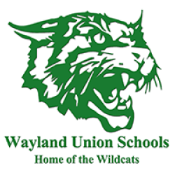 Wayland Union Schools green wildcat logo with “Home of the Wildcats” text