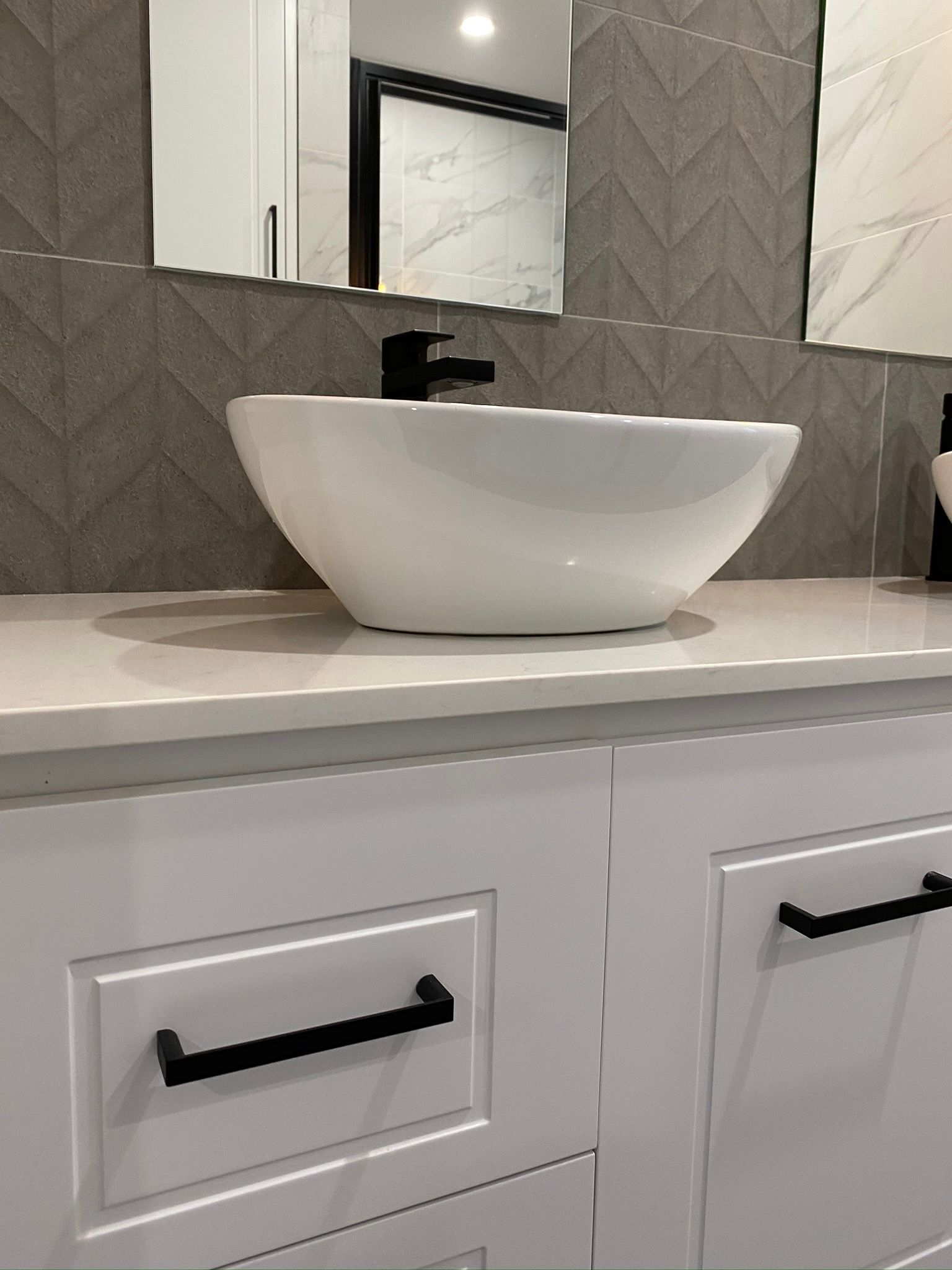 Interior of Bathroom With Washbasin and Faucet — Kitchen Renovations in Dubbo, QLD