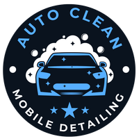 Auto Clean Mobile Detailing logo with blue car and stars on black background