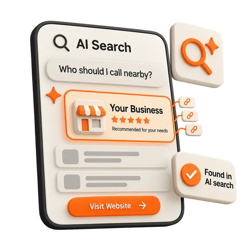 Your business recommended first in an AI search answer for who to call nearby