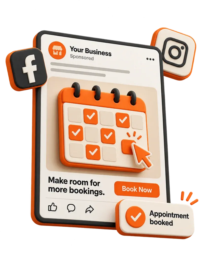 A Facebook and Instagram ad leading to a booked appointment