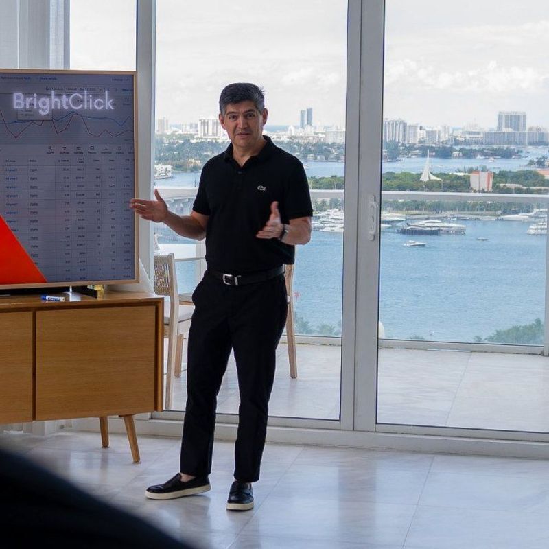 BrightClick founder presenting a Google Ads strategy session