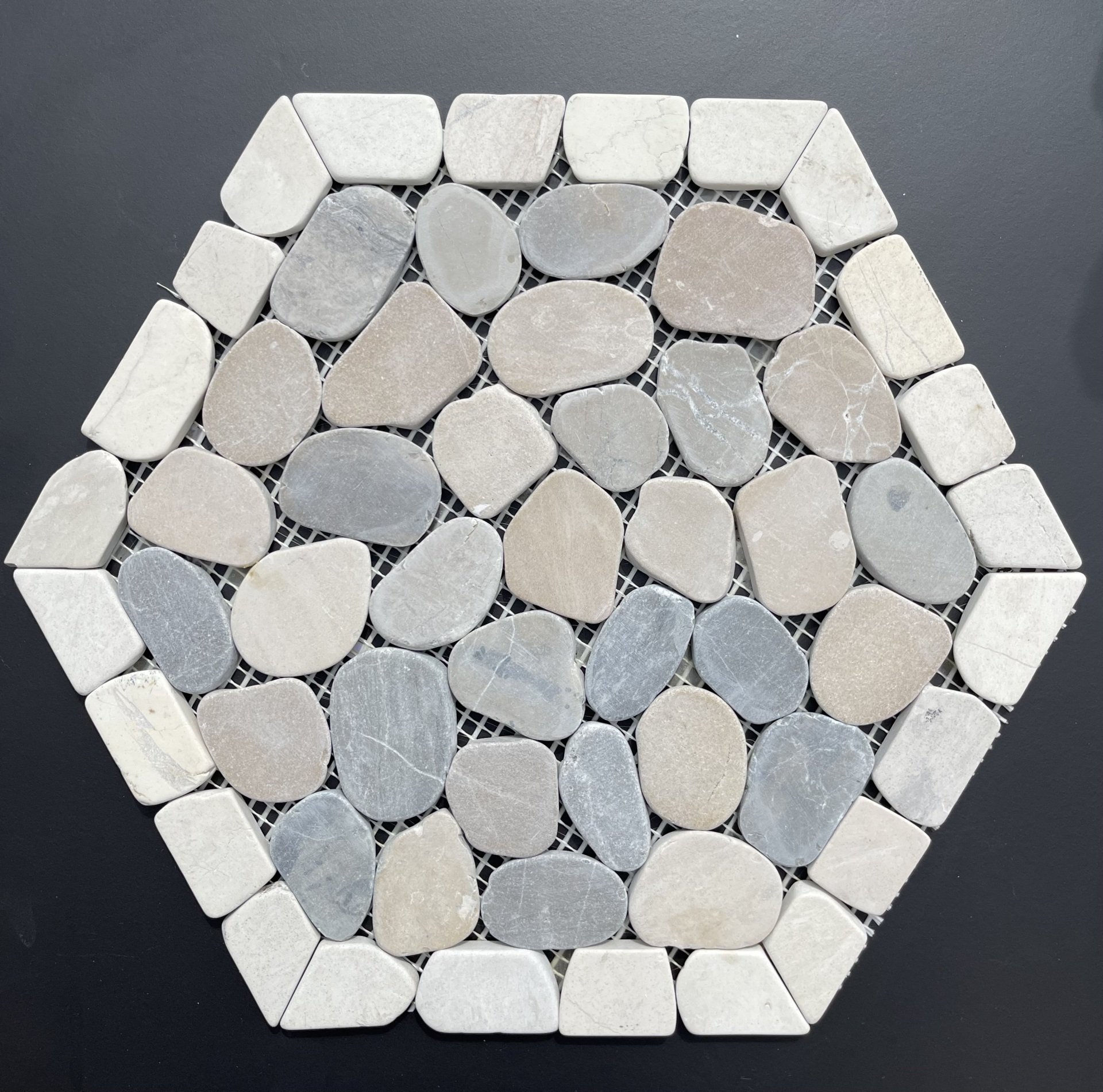 Lanai Hexagon Tumbled Pebble Mosaic