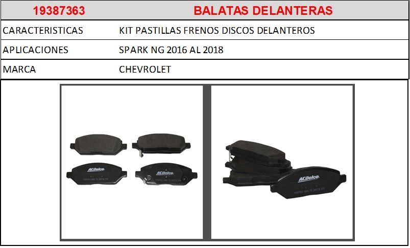 AUTOPARTES GENUINAS - BALATAS AUTOPARTES GENUINAS - BALATAS