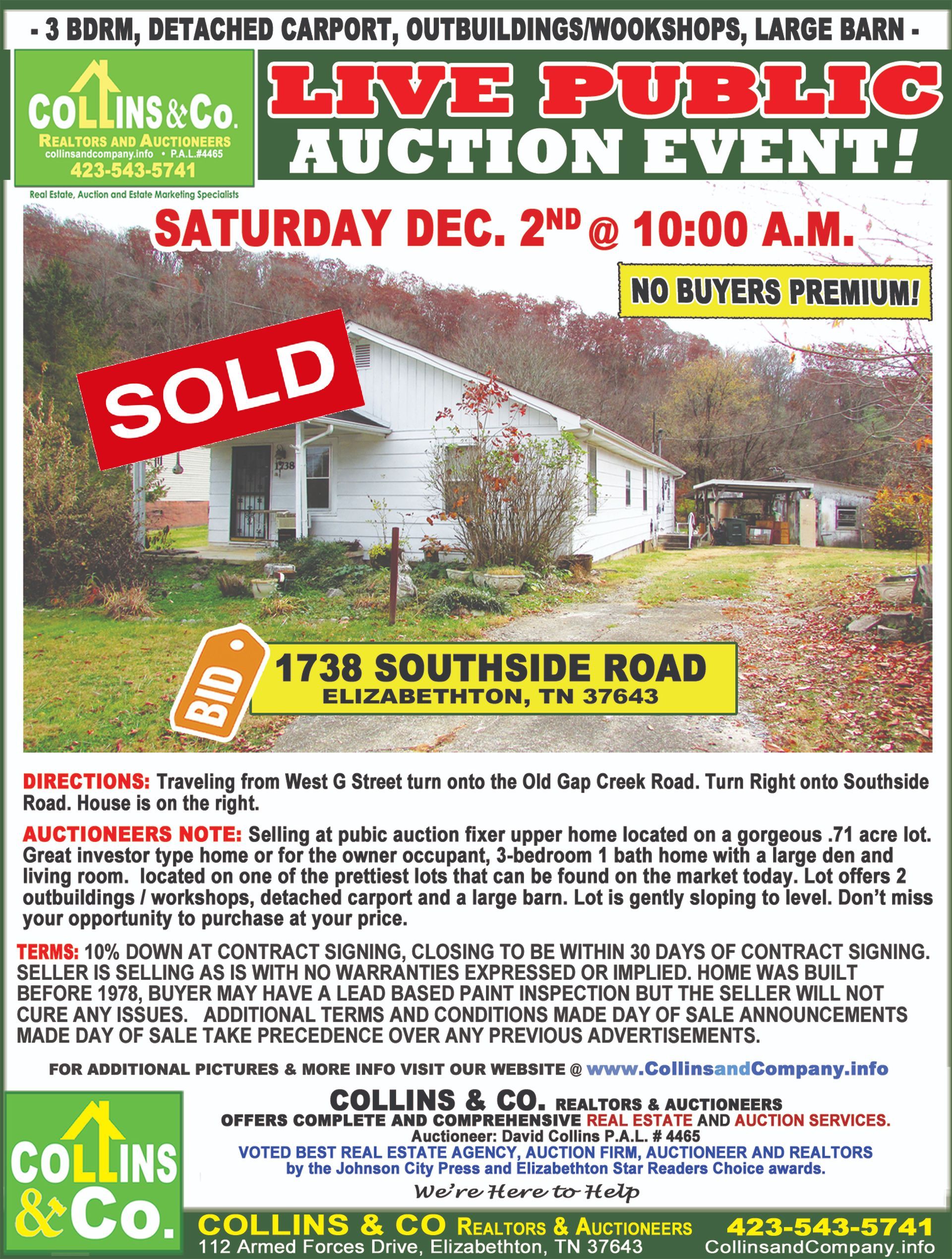 A flyer for a live public auction event