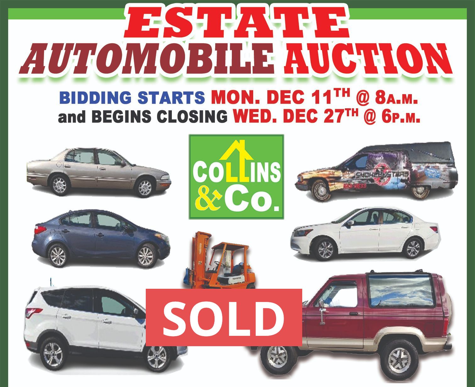 A poster for a estate automobile auction